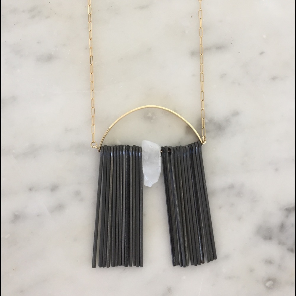 Gold plated necklace with crystal. Local artist.